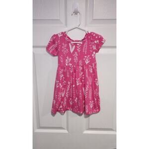 Buttery Soft Pink Floral Short Sleeve Dress Open Back Cut out 2-3T